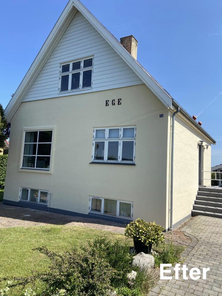 Efter maling af facade på huse